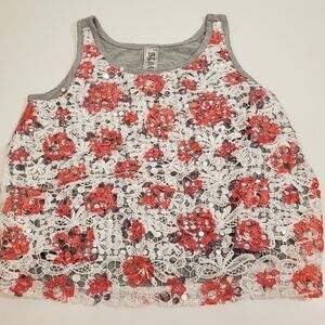 Beautees Girl's Floral Knit and Sequin Tank